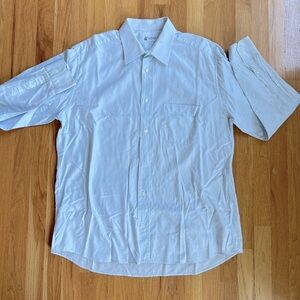 LANVIN Paris cotton Button Up dress Shirt Made in France Size 17 43 Light blue
